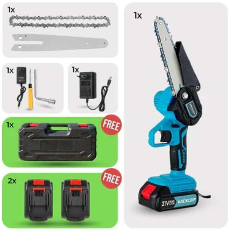 Cordless Electric Chainsaw | Lightweight, Ergonomic Design & Ideal for Effortless Pruning and Trimming