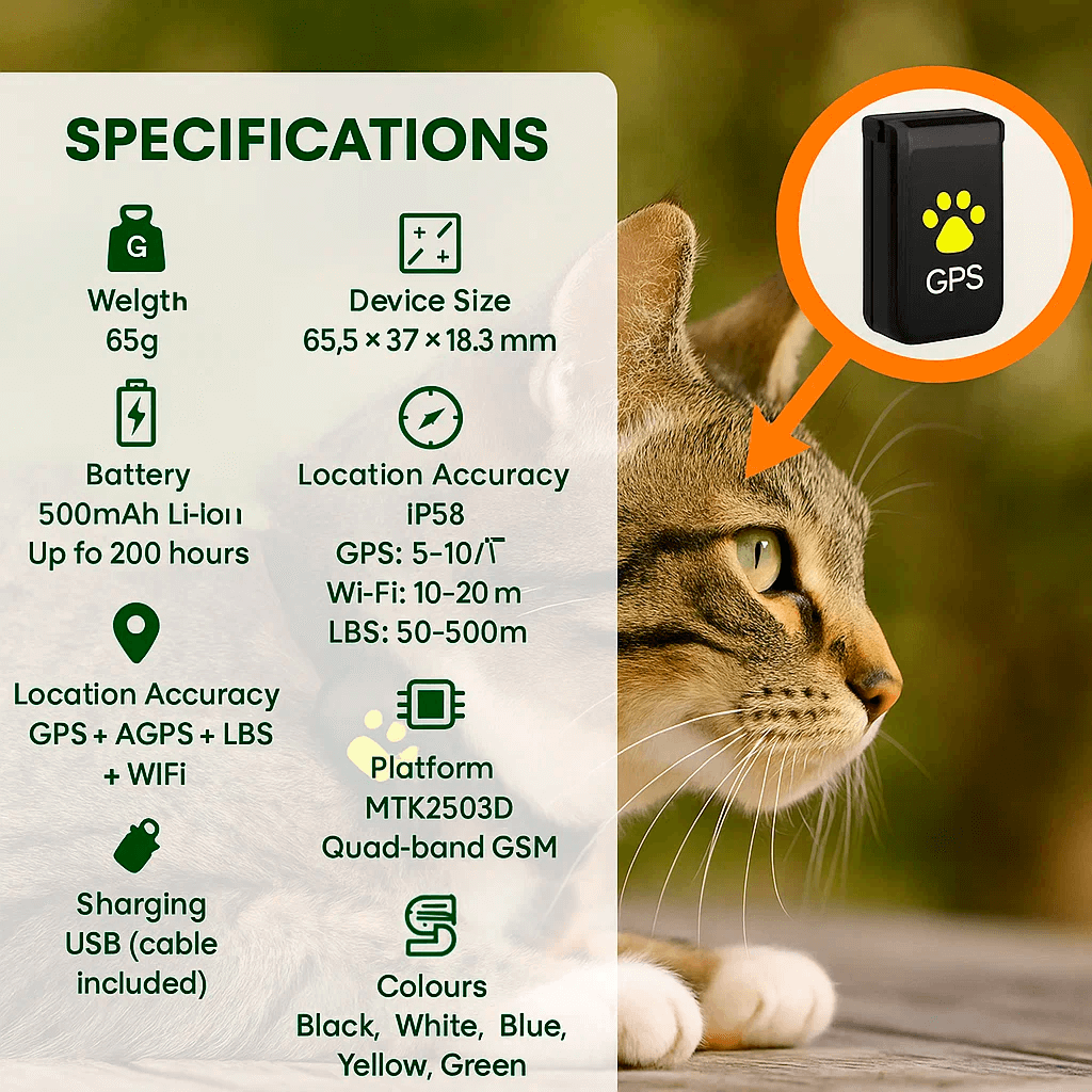 #1 Find GPS Cat Tracker with Real-Time Location, Waterproof Design, and Activity Monitoring for Pet Safety and Tracking