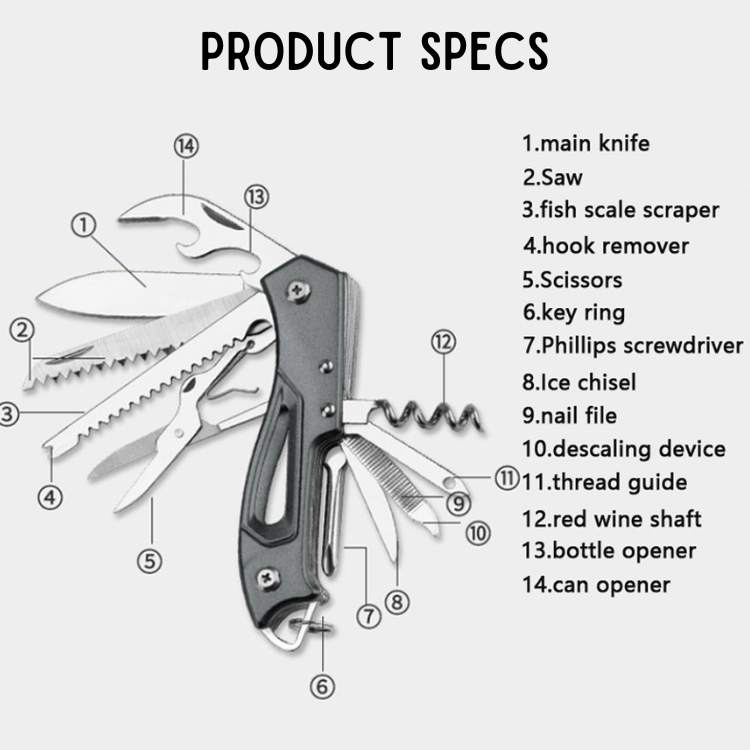 Multifunction Swiss Knife | Compact, Durable Stainless Steel Tool for Camping, Hiking & Everyday Use