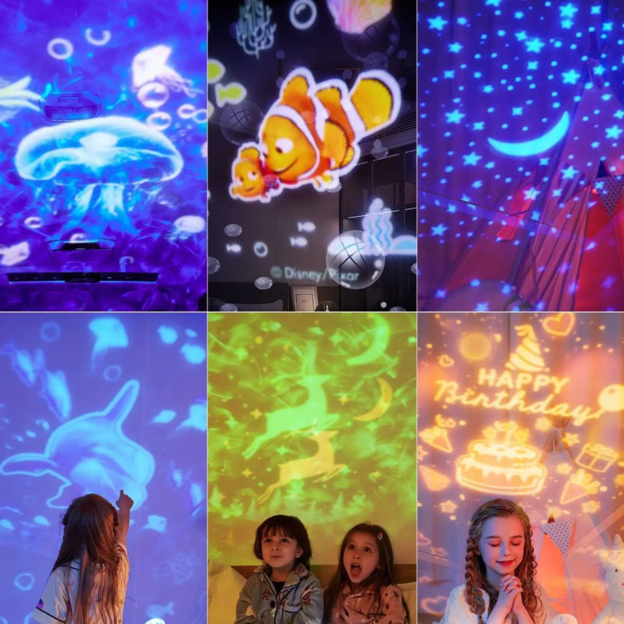 Ocean Kids Projector Light – Starry Projection Lamp with 360° Rotation, Night-Time Projector for Children's Room, Ideal Gift for Autism & Sensory Needs