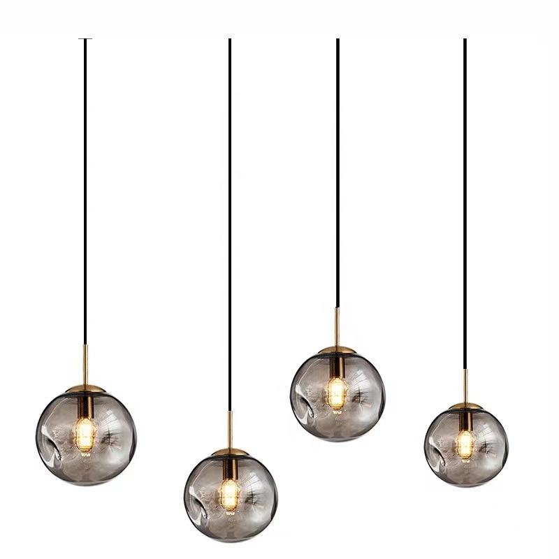 Glass Spherical Pendant Light Fixture - Modern Hanging Lamp for Kitchen, Dining Room & Living Spaces