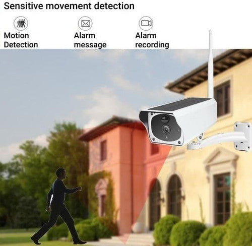 Wireless Solar Surveillance Camera with Night Vision and Motion Detection for Home Security and Outdoor Monitoring