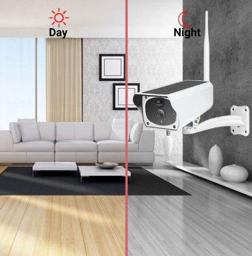 Wireless Solar Surveillance Camera with Night Vision and Motion Detection for Home Security and Outdoor Monitoring