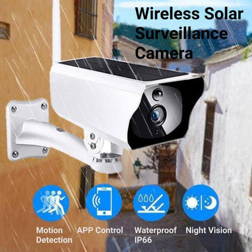 Wireless Solar Surveillance Camera with Night Vision and Motion Detection for Home Security and Outdoor Monitoring