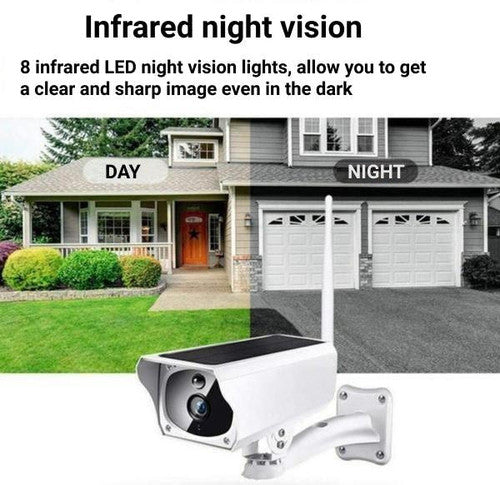 Wireless Solar Surveillance Camera with Night Vision and Motion Detection for Home Security and Outdoor Monitoring