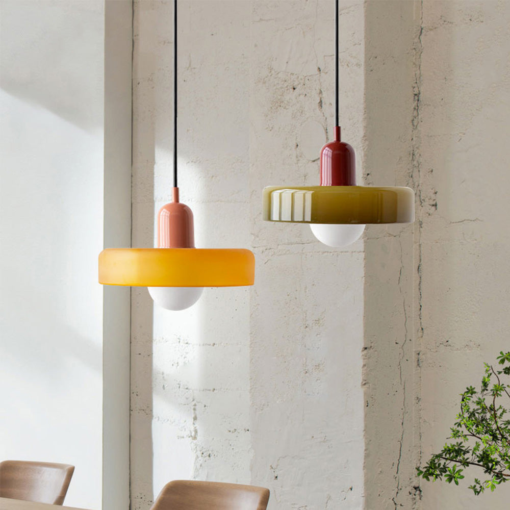 Colored Glass Bauhaus Pendant Light Fixture for Modern Home Decor & Dining Spaces