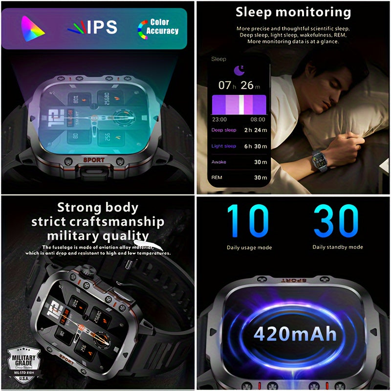 Merchpublic Rugged Smart Watch Wireless Call Waterproof