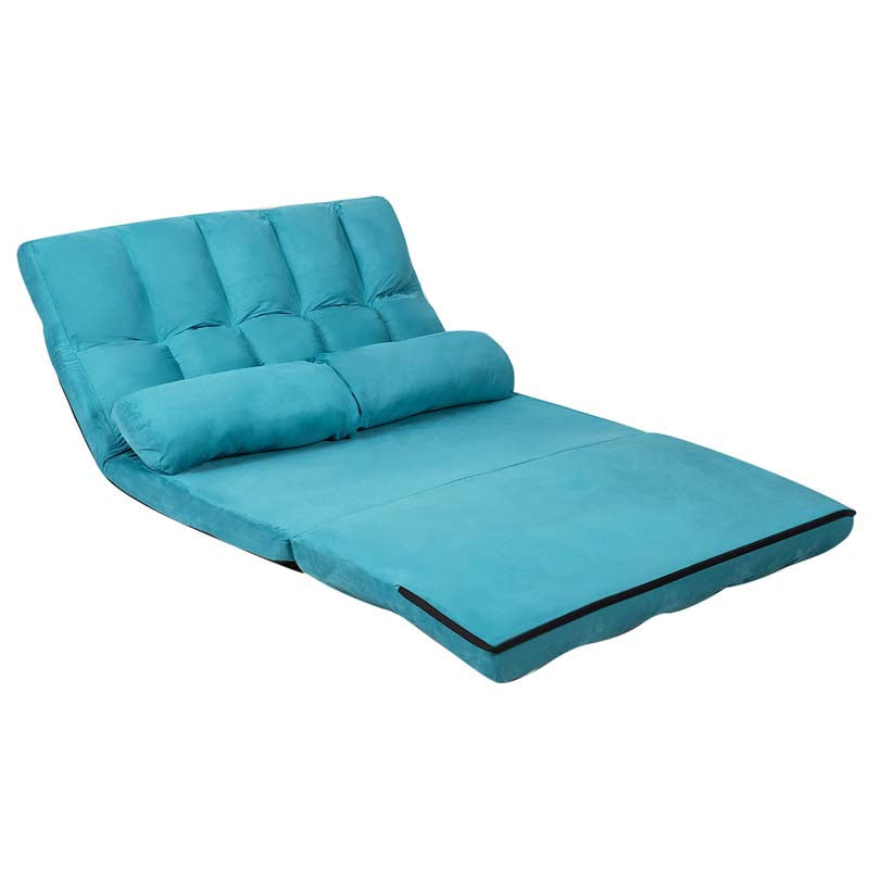 Floor Sofa 6-Position Adjustable, Foldable Lazy Sofa Sleeper Bed, Suede Cloth Cover, Floor Gaming Sofa Couch with 2 Pillows