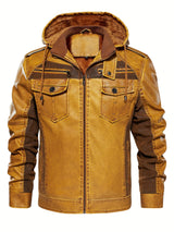 Men’s Windproof Leather Jacket with Fleece Lining – Warm Casual Outerwear