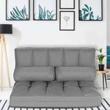 Floor Sofa 6-Position Adjustable, Foldable Lazy Sofa Sleeper Bed, Suede Cloth Cover, Floor Gaming Sofa Couch with 2 Pillows
