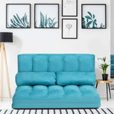 Floor Sofa 6-Position Adjustable, Foldable Lazy Sofa Sleeper Bed, Suede Cloth Cover, Floor Gaming Sofa Couch with 2 Pillows