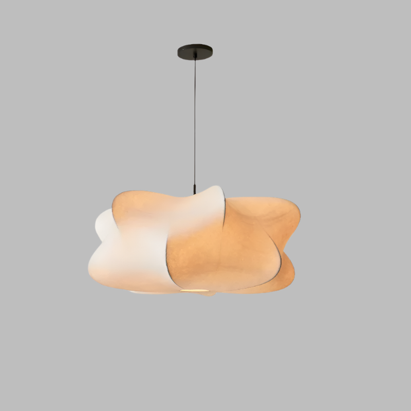 Japanese Silk Pendant Light in Wabi Sabi Style for Home Decor & Ambient Lighting
