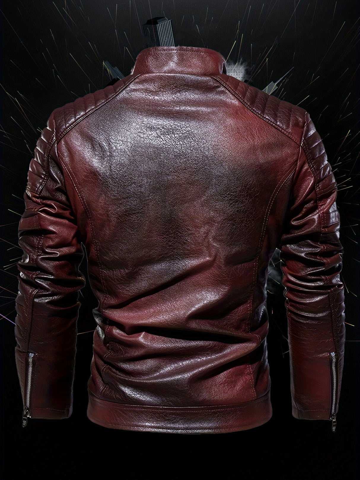 Men’s Vintage Biker Jacket – Full Zip Warm Lined Jacket