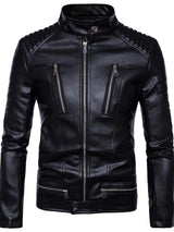 Men’s Slim Fit Leather Biker Jacket – Classic Motorcycle Style for Casual Wear