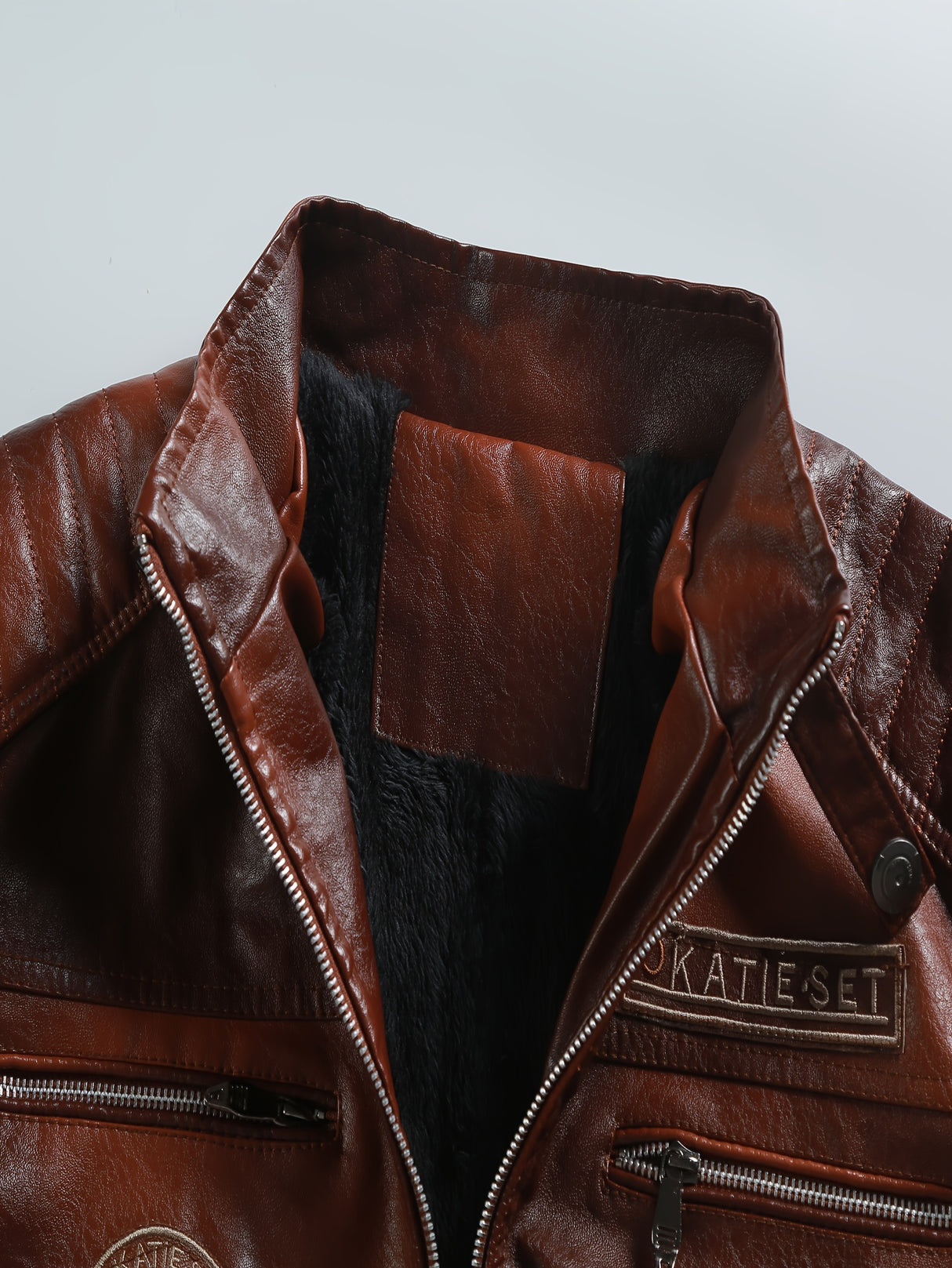 Men’s Vintage Biker Jacket – Full Zip Warm Lined Jacket