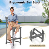 Outdoor HDPE Bar Stool, Patio Tall Bar Chair with Backrest and Footrest, 30 Inches Counter Height Barstools for Garden Backyard
