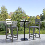 Outdoor HDPE Bar Stool, Patio Tall Bar Chair with Backrest and Footrest, 30 Inches Counter Height Barstools for Garden Backyard