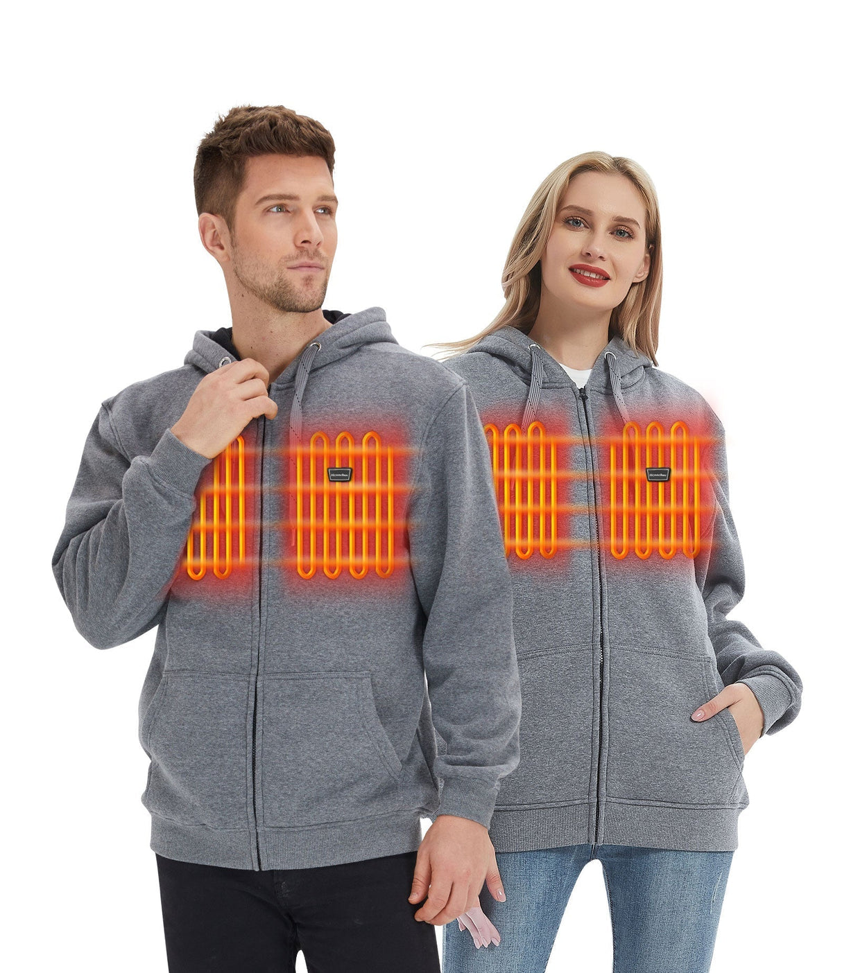 Full Zip Fleece Jacket Hooded Sweatshirt Heated Hoodie