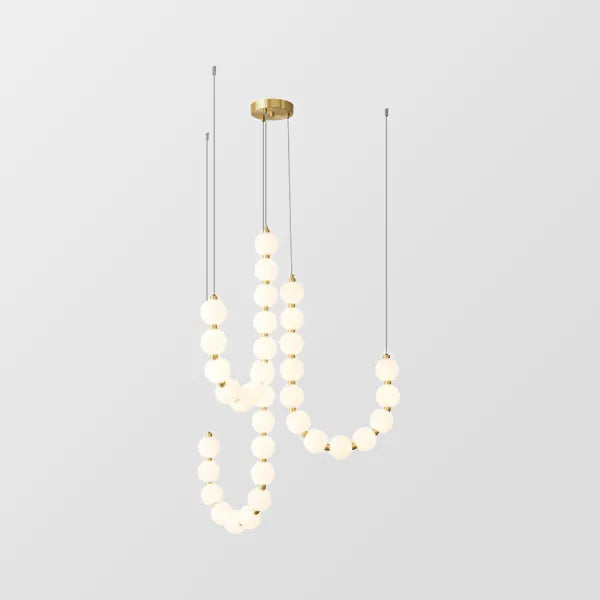 LED White Necklace Chandelier - Modern Pendant Light Fixture for Dining Room & Living Space