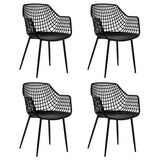 4-Pack Modern Dining Chairs with 15" High Airy Hollow Backrest, Powder-Coated Metal Legs, Anti-Slip Foot Pads