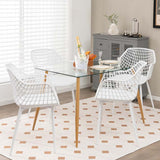 4-Pack Modern Dining Chairs with 15" High Airy Hollow Backrest, Powder-Coated Metal Legs, Anti-Slip Foot Pads