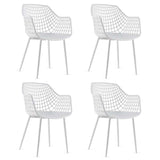 4-Pack Modern Dining Chairs with 15" High Airy Hollow Backrest, Powder-Coated Metal Legs, Anti-Slip Foot Pads