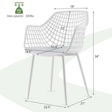 4-Pack Modern Dining Chairs with 15" High Airy Hollow Backrest, Powder-Coated Metal Legs, Anti-Slip Foot Pads