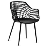 4-Pack Modern Dining Chairs with 15" High Airy Hollow Backrest, Powder-Coated Metal Legs, Anti-Slip Foot Pads