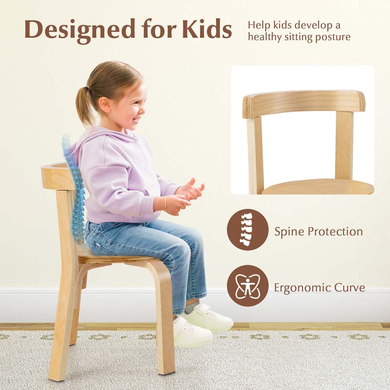 5-Piece Bentwood Kids Table & Chair Set, Toddler Activity Table with 4 Chairs, Toy Bricks, Classroom Playroom Daycare Furniture