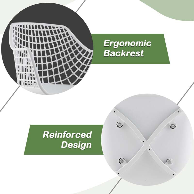 4-Pack Modern Dining Chairs with 15" High Airy Hollow Backrest, Powder-Coated Metal Legs, Anti-Slip Foot Pads