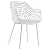 4-Pack Modern Dining Chairs with 15" High Airy Hollow Backrest, Powder-Coated Metal Legs, Anti-Slip Foot Pads