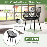 4-Pack Modern Dining Chairs with 15" High Airy Hollow Backrest, Powder-Coated Metal Legs, Anti-Slip Foot Pads