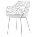 4-Pack Modern Dining Chairs with 15" High Airy Hollow Backrest, Powder-Coated Metal Legs, Anti-Slip Foot Pads