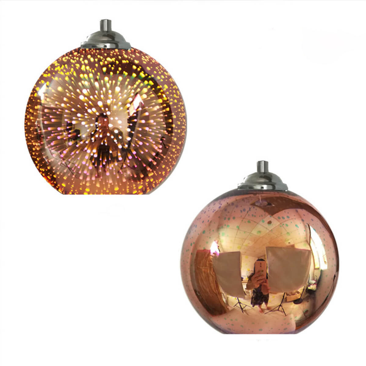 Modern Creative 3D Colorful Fireworks Glass 1-Light Dome Pendant Lamp