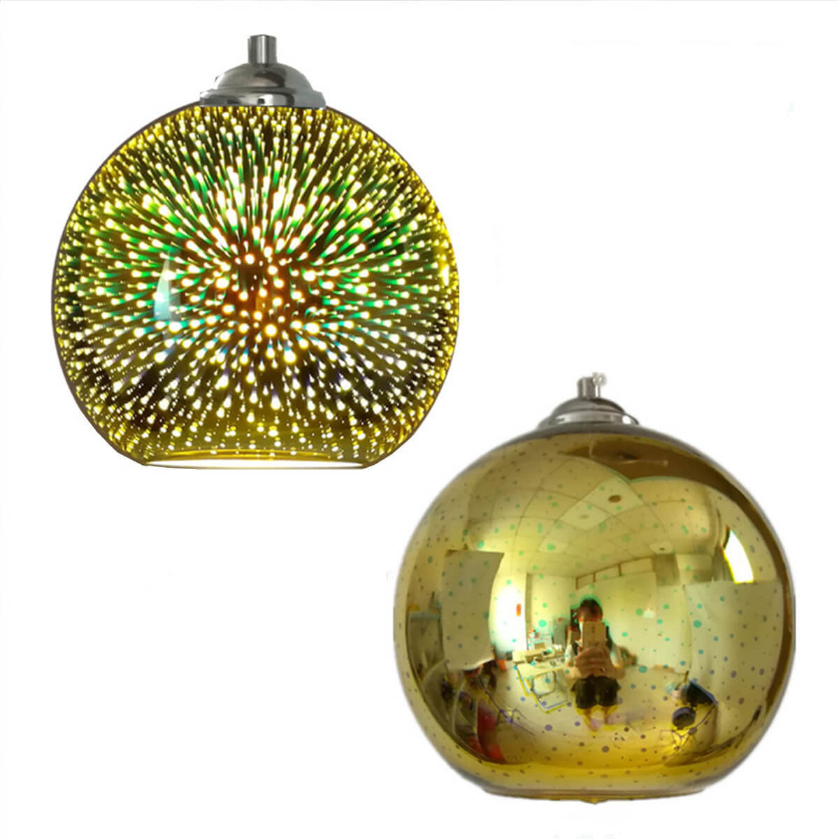 Modern Creative 3D Colorful Fireworks Glass 1-Light Dome Pendant Lamp