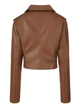 Women’s Biker Jacket – Chic Motorcycle Zip-Up Coat