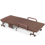 Folding Rollaway Bed with Mattress for Adult, Portable Guest Bed Frame with Adjustable 6 Position & Side Storage Pocket