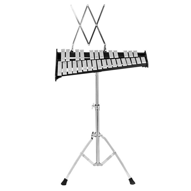 30 Notes Percussion Glockenspiel Bell Kit, Adjustable Height Xylophone with Practice Pad Mallets Sticks Stand Carrying Bag