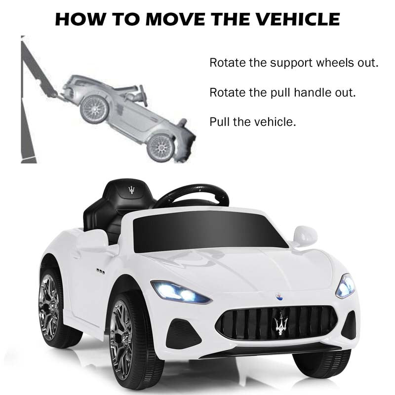 4-Wheel Licensed Maserati Kids Ride On Car, 12V Battery Powered Electric Toy Car with Parent Remote Control, Lights, Horn, Music