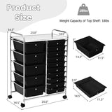 15-Drawer Storage Drawer Cart Tools Scrapbook Paper Organizer Cart Office School Utility Cart Rolling Storage Cart with Wheels