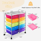 15-Drawer Storage Drawer Cart Tools Scrapbook Paper Organizer Cart Office School Utility Cart Rolling Storage Cart with Wheels