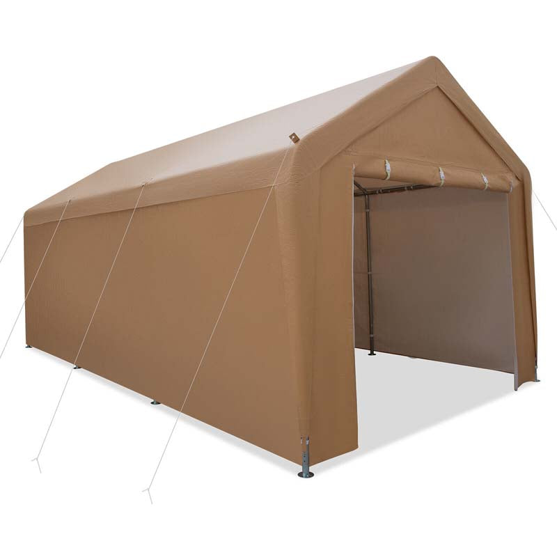 10 x 20 FT Heavy-Duty Carport Portable Garage Tent with Steel Frame & Sidewalls, Outdoor Car Canopy Shelter for Truck SUV Boat