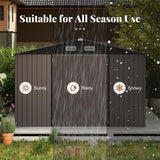 10x14 FT Outdoor Storage Shed, Large Garden Tool House with Improved Windproof Metal Structure, Lockable Door, 4 Vents & Waterproof for Patio Backyard