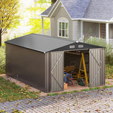 10x14 FT Outdoor Storage Shed, Large Garden Tool House with Improved Windproof Metal Structure, Lockable Door, 4 Vents & Waterproof for Patio Backyard