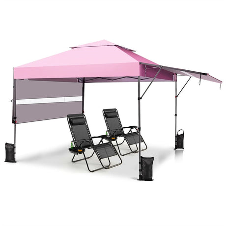10 x 17.6 FT Outdoor Instant Pop-up Canopy Tent for Market Picnic with Dual Half Awnings & Wheeled Bag