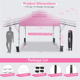10 x 17.6 FT Outdoor Instant Pop-up Canopy Tent for Market Picnic with Dual Half Awnings & Wheeled Bag