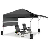 10 x 17.6 FT Outdoor Instant Pop-up Canopy Tent for Market Picnic with Dual Half Awnings & Wheeled Bag