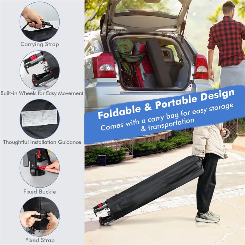 10 x 17.6 FT Outdoor Instant Pop-up Canopy Tent for Market Picnic with Dual Half Awnings & Wheeled Bag