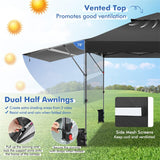 10 x 17.6 FT Outdoor Instant Pop-up Canopy Tent for Market Picnic with Dual Half Awnings & Wheeled Bag