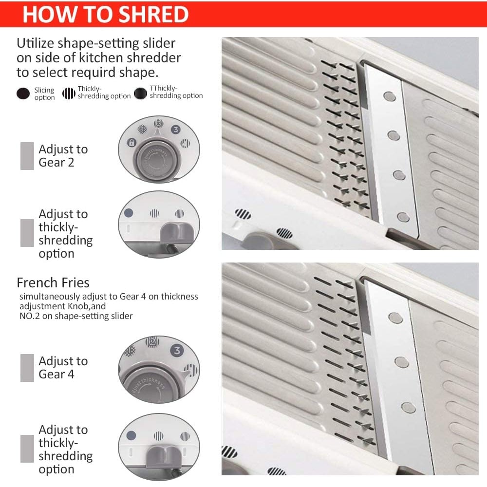Mandoline Vegetable Slicer | Adjustable 304 Stainless Steel Blades for Even Slices, Sticks & Cubes in Professional Kitchen Use